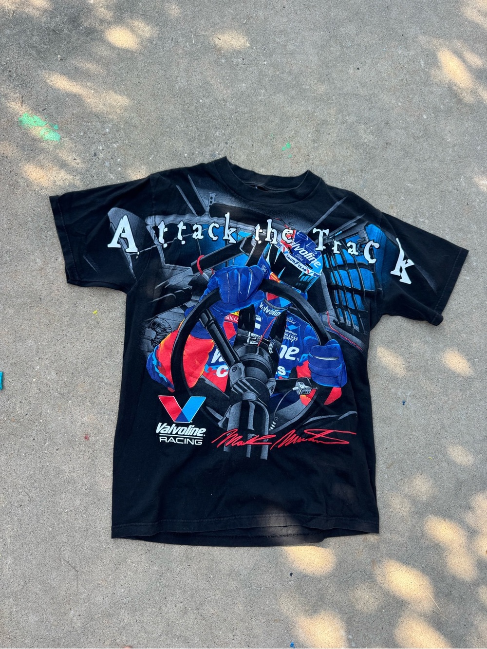 1998 Mark Martin Attack the Track Vintage Nascar T-shirt Size L? single stitch i